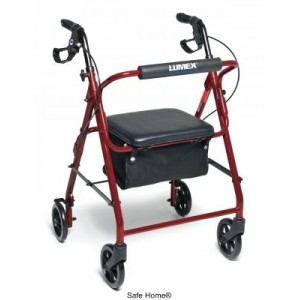Walkabout Basic Four-Wheel Rollator-Red