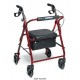 Walkabout Basic Four-Wheel Rollator-Red