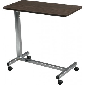 Hospital Overbed Table, Non-Tilt Top, Chrome Vein