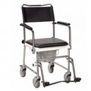 PORTABLE, UPHOLSTERED, WHEELED DROP ARM COMMODE